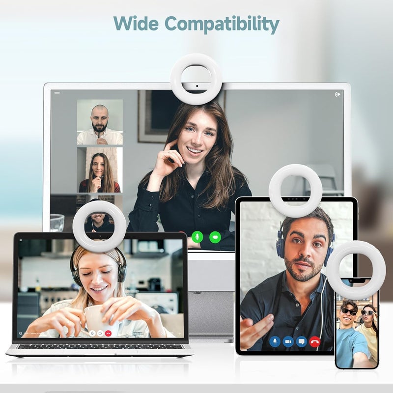 VOBRAMY Selfie Ring Light , Rechargeable Selfie Fill Light with Retaining Clip On, Video Conference Light for Phone, Laptop, Zoom Meeting, Make up - Image 3